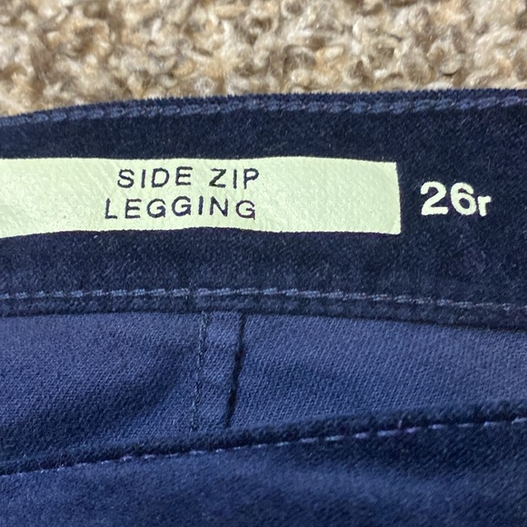 GAP Side Zip Blue Velvet Crop Leggings - Picture 2 of 6